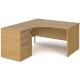 Harlow Ergonomic Desk with Panel End Legs and 3 Drawer Pedestal